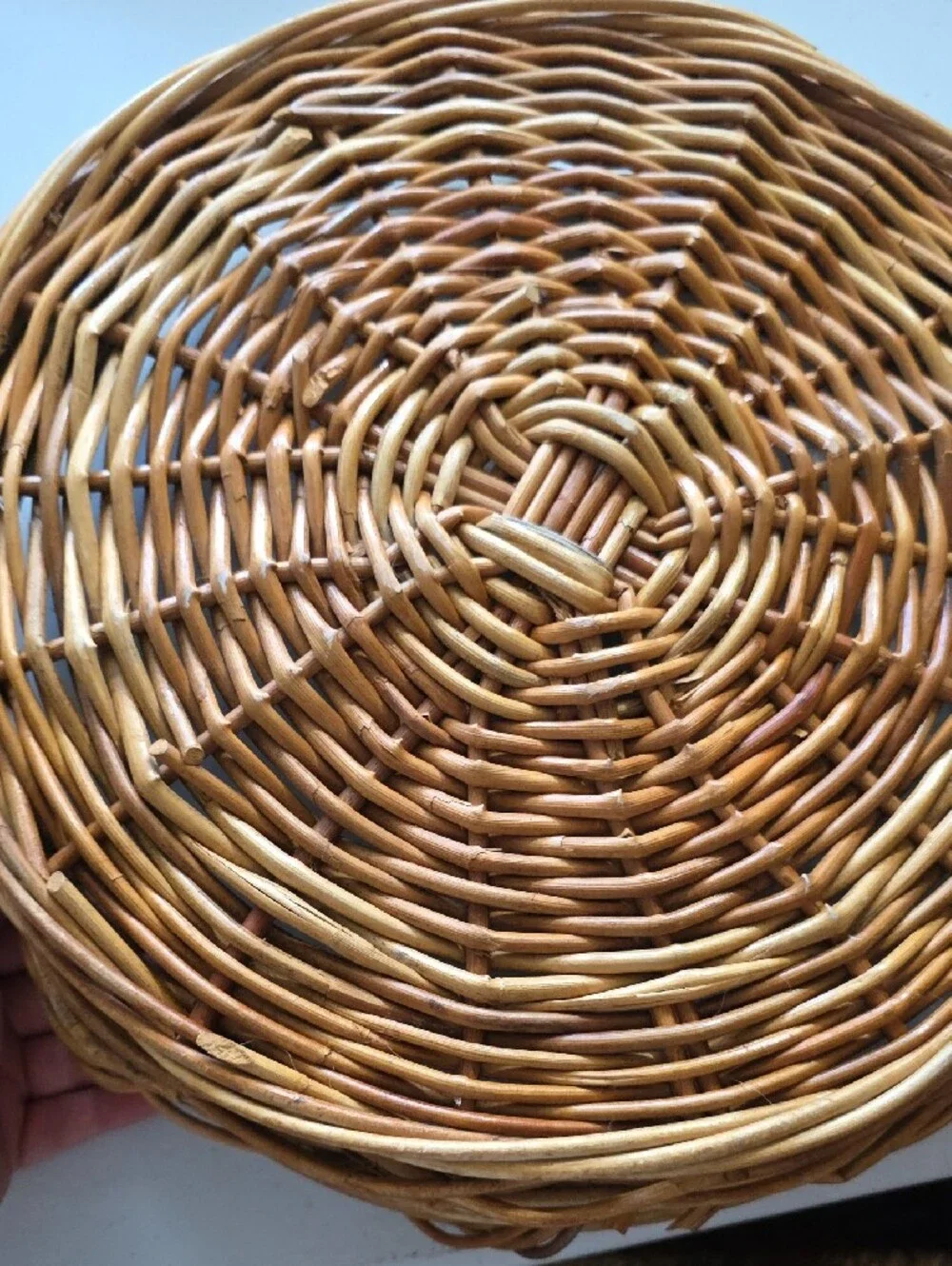 Vintage Woven Wicker/Rattan Serving Basket For Chips And Dip